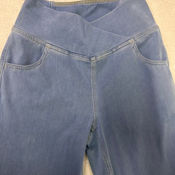 Halara Flex Denim High Rise Flare Jeans Stretch Pull On Blue Size Small - Picture 5 of 11